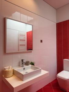 a bathroom with a sink and a toilet at Ednas Place - Tranquilidade e Natureza in Caminha +33 photos