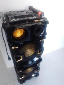 a recording unit with a microphone and audio equipment at Blue Song Villa in Braco +33 photos