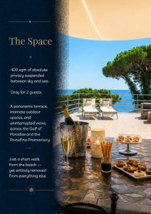 a brochure for a resort with a table with food and drinks at Counting Stars - Private Luxury Retreat for Two in Recco +31 photos