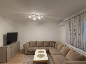 a living room with a couch and a tv at Apartman HODŽIĆ in Sarajevo