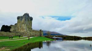 a castle sitting on the side of a river at 9 Suíomh Alainn in Kilgarvan +16 photos