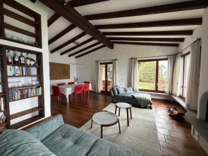 a living room with two couches and a table at Mediterranes Lebensgefühl Tessin in Gerra