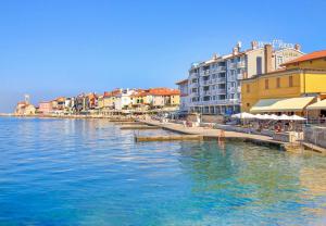 a group of buildings on the shore of a body of water at Blue Coast Ivo in Piran