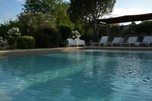 a swimming pool with white chairs and a group of water at Mas de Bubu in Châteaurenard +38 photos