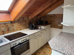 a kitchen with a stove and a sink at Cozy Attic in Berkach