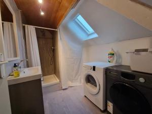 a bathroom with a washing machine and a sink at Geneva House G in Ferney-Voltaire