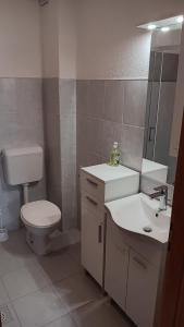 a bathroom with a white toilet and a sink at Una Relax Apartment - Naturally Cool - North-Facing - Near the River in Bosanska Krupa +8 photos