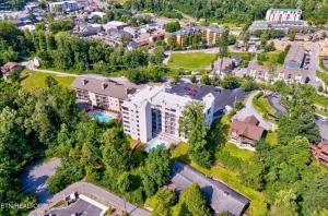 an aerial view of a large apartment complex in a city at Uptown Gatlinburg in Gatlinburg