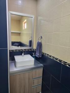 a bathroom with a sink and a mirror at Independent apartment in San Antonio +21 photos