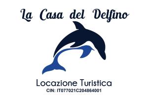 a dolphin logo isolated on a white background at La casa del delfino in Policoro