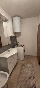a small kitchen with a sink and a stove at Zlata Apartment in Fužine +12 photos