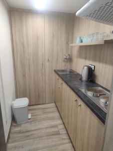 a small kitchen with a sink and a toilet at Ubytování U Jindřicha ll in Weissbach