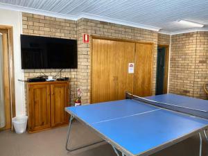 a ping pong table in a room with a tv at Illabunda Ski Lodge in Perisher Valley