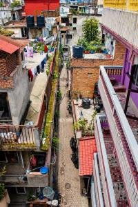 an overhead view of a city street with buildings at Second Home Hotel in Kathmandu