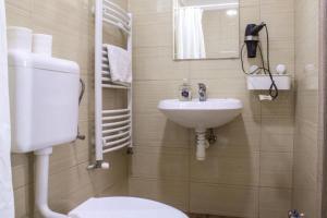 a small bathroom with a toilet and a sink at Franc Llagami - Rooms - 2 in Vecsés +15 photos