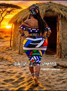 a woman is walking on the sand in front of a hut at Soshanguve Lux Accom Room 02 in Soshanguve