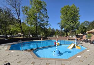 a swimming pool with a slide in a park at Siblu de Tol in Nunspeet