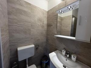 a bathroom with a sink and a toilet and a mirror at Guesthouse Villa Stanger in Lovran +39 photos