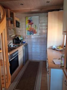 a small kitchen with a stove and a sink at Haus Marlies in Spielberg