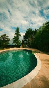 a large swimming pool with green water in a yard at Domaine de l'Adoux in Saint-Jean