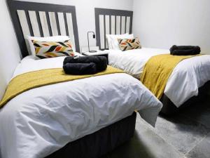 a bedroom with two twin beds with blankets and pillows at Nonaka in Louis Trichardt