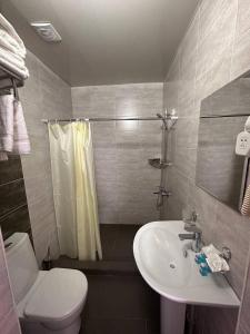 a bathroom with a sink and a toilet at Tourist inn Tashkent in Toshkent-Passajir Bekati +28 photos