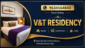 a poster for a vet rehabilitation hospital with a bed at VT residency in Tājganj