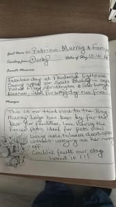 a letter with handwriting on a sheet of paper at Murray's Lodge in Filey