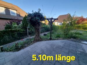 a tree sitting in the middle of a driveway at Monteuerwohnung in ruhiger Lage in Möser +2 photos