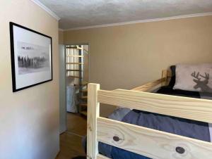 a bedroom with a bunk bed with a picture on the wall at Baita dell'Est in Mese