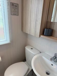 a bathroom with a toilet and a sink at Beach View Eden Heights Kinkell Braes 2 bedrooms 2 bathrooms in St. Andrews +15 photos