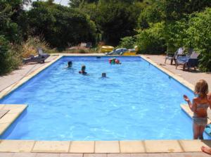 a group of people in a swimming pool at gite Chèvre in La Chavière