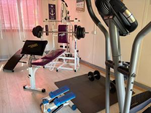 a gym with several equipment in a room at rishko resort - Lake View - free Parking - 24hr Self chceck-in - Serviced Apartment Premium by Hotelstars Union in Holčíkovce