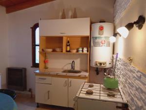 a small kitchen with a stove and a sink at Departamento Los Ñires in Yacimiento Río Turbio