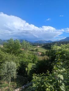 a view of a valley with mountains in the distance at Gîte Le Pic Epeiche in Saint-Roman