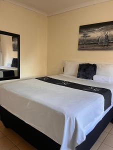 a bedroom with a large white bed in a room at Ncotshane BnB in Pongola