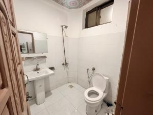 a bathroom with a toilet and a sink at Northview Hotel Hunza in Hunza Valley