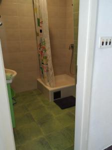 a bathroom with a shower with a tub and a toilet at toni in Makarska +7 photos