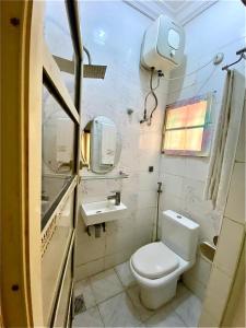 a small bathroom with a toilet and a sink at Executive Delight Suites and Apartments in Magboro-Akeran