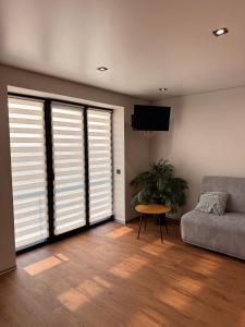 a living room with a couch and a table at NV Apartments 2 in Volodymyr-Volynskyi