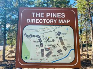 a sign for the pines directory map at Pines 2167 by SummitCove Lodging in Colorado in Keystone