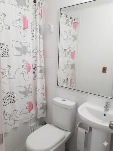 a bathroom with a white toilet and a sink at Tronador I in Puerto Montt