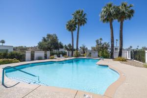 a large swimming pool with palm trees in a resort at Scottsdale Orange Blossom in Scottsdale
