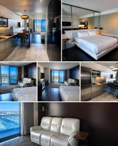 a collage of photos of a bedroom and a living room at Palms Place Hotel Mountain View with Open Balcony in Las Vegas +16 photos