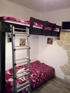 セストリエーレにあるMonolocale Stella Alpinaの二段ベッド2組が備わるドミトリールームです。