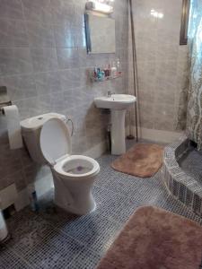 a bathroom with a toilet and a sink at Mathildah's Appartements in Libreville +23 photos