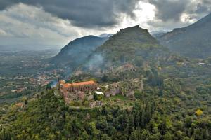 an aerial view of a town on a mountain at Hellas Palace Rooms CENTER in Sparta