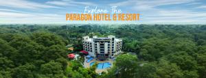 an aerial view of a building in the middle of a forest at Paragon Hotel & Resort in Sreemangal