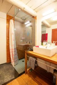 a bathroom with a sink and a shower at Le gite de granade in Barjac +30 photos