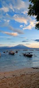 a group of boats in the water on a beach at Kubumade in Sanur